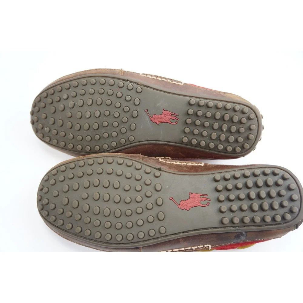 Polo Ralph Lauren Wyndings Loafers 9.5D Red Suede Leather Driving Shoes Good